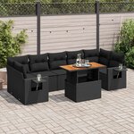 vidaXL Salon de jardin 8 Pièces avec coussins noir résine tressée