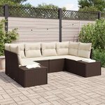 vidaXL Ensemble de canapés de jardin 6 pièces avec coussins marron en poly rotin