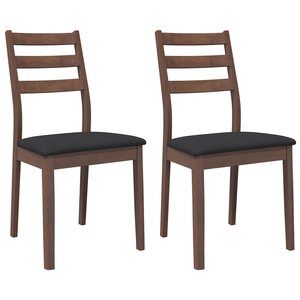 vidaXL Chaises à manger coussins 2 Pièces marron bois massif caoutchouc