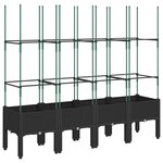 vidaXL Jardinière avec treillis noir 160x40x142 5 cm PP