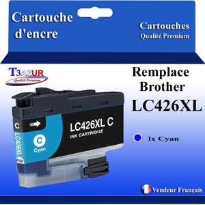 T3AZUR- Cartouche compatible avec Brother LC426 XL pour Brother MFC-J4335DW MFC-J4340DW MFC-J4340DWE Cyan