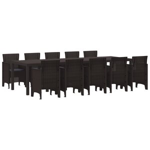 Ensemble de jardin de 11 pièces vidaXL avec coussins en poly rotin marron