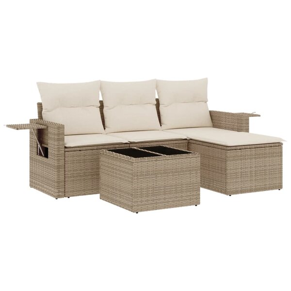 vidaXL Salon de jardin avec coussins 4 Pièces beige résine tressée