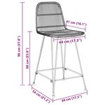 vidaXL Tabouret de bar 2 Pièces Noir 44 x 54 x 96 cm Rattan et Acier