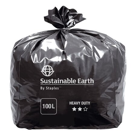 Sac poubelle 100 L noir pour déchets lourds en plastique recyclé 55 microns Ø 82 x H.87 cm (8 rouleaux de 25 sacs)