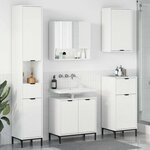 vidaXL Ensemble de mobilier de salle de bain avec porte Blanc brillant
