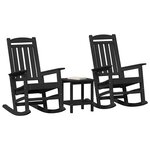 vidaXL Chaise Berçante de Jardin 3 Pièces Noir 38 x 38 x 46 cm Plastique