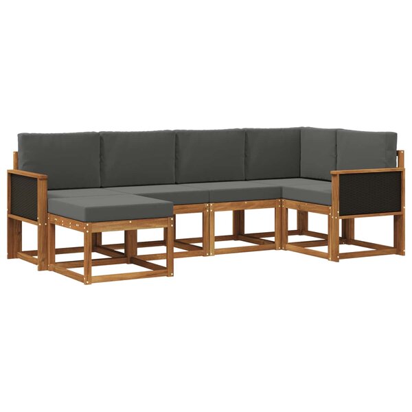 vidaXL Ensemble de canapés d'extérieur 6 Pièces Naturel et Anthracite