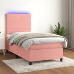 vidaXL Sommier à lattes de lit avec matelas LED Rose 80x200 cm Velours
