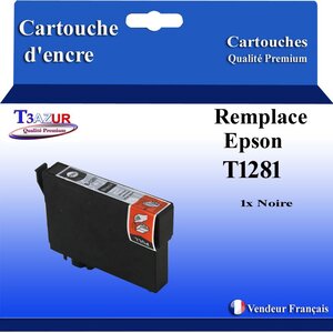 T3AZUR- Cartouche Compatible pour Epson T1281 T128 XL Noire  - T3AZUR