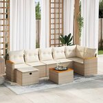 vidaXL Salon de jardin avec coussins 8 Pièces beige résine tressée