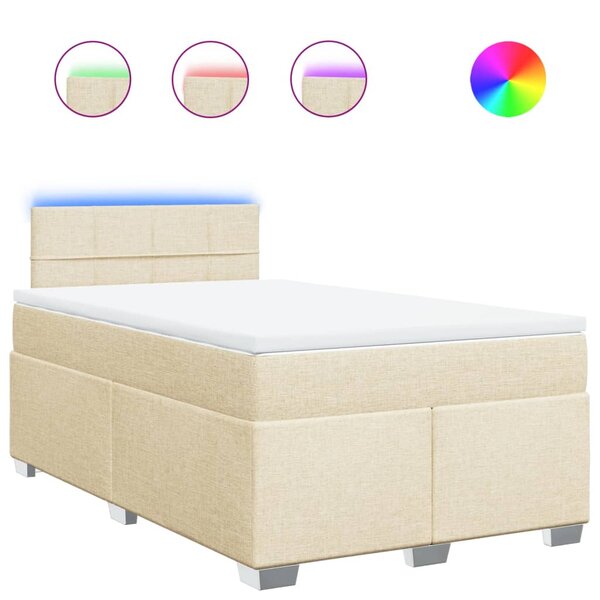 vidaXL Sommier à lattes de lit avec matelas crème 120x190 cm tissu
