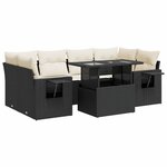 vidaXL Salon de jardin 7 Pièces avec coussins noir résine tressée