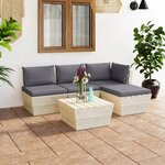vidaXL Salon de jardin palette 5 Pièces avec coussins Épicéa imprégné