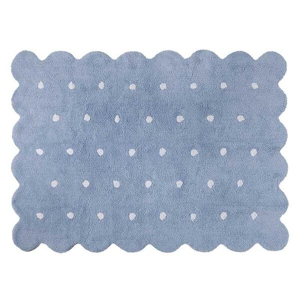 Tapis coton forme biscuit - bleu - 120 x 160 cm