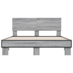 vidaXL Cadre de lit sonoma gris 140x200 cm bois d'ingénierie et métal