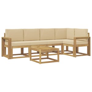 vidaXL Ensemble de canapés d'extérieur 6 Pièces Blanc et Beige