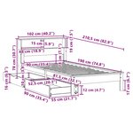 vidaXL Lit bibliothèque sans matelas cire marron 90x190 cm pin massif