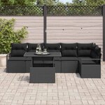vidaXL Ensemble de canapé de jardin avec stockage 7 Pièces Noir polyrotin