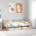 vidaXL Lit de jour avec tiroirs sans matelas 90x200 cm bois massif