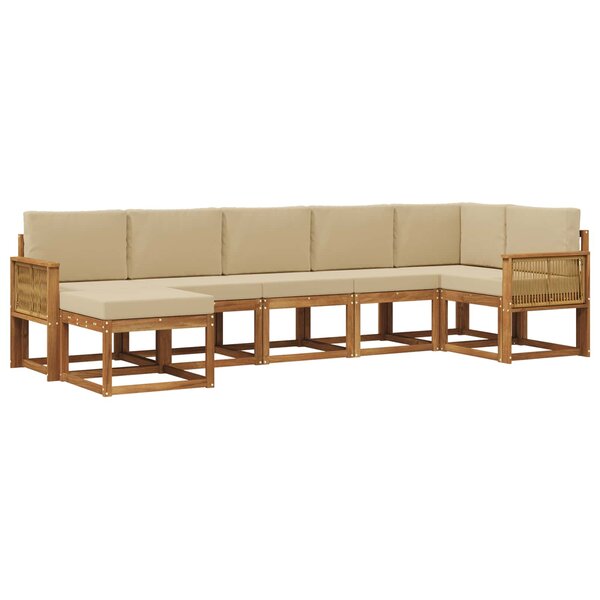 vidaXL Ensemble de canapés d'extérieur 7 Pièces Naturel et Beige