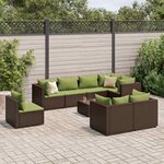 vidaXL Salon de jardin avec coussins 9 Pièces marron résine tressée