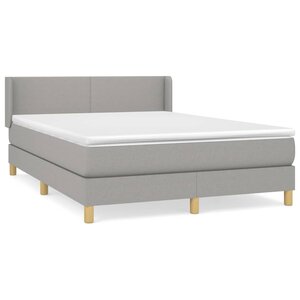 vidaXL Sommier à lattes de lit avec matelas Gris clair 140x190cm Tissu