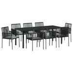 vidaXL Ensemble de salle à manger pour jardin 9 pc Noir Rotin PE