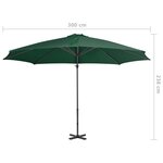 vidaXL Parasol de jardin en porte-à-faux et poteau en aluminium vert