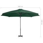 vidaXL Parasol en porte-à-faux et poteau en aluminium 300 cm Vert