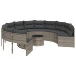vidaXL Canapé de jardin avec table coussins rond gris résine tressée