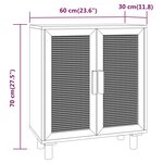 vidaXL Buffet Blanc 60x30x70 cm Bois de pin massif et rotin naturel