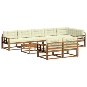 vidaXL Ensemble de canapés d'extérieur 9 Pièces Naturel et Crème