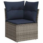 vidaXL Salon de jardin 7 Pièces avec coussins gris résine tressée