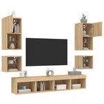 vidaXL Unités murales TV avec LED 8 Pièces chêne sonoma bois d'ingénierie