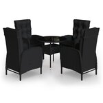 vidaXL Ensemble de bistro de jardin 5 Pièces Résine tressée Noir