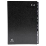Trieur Rigide Economique Ordonator 12 Compartiments Numériques - 24x34cm - Noir - X 12 - Exacompta