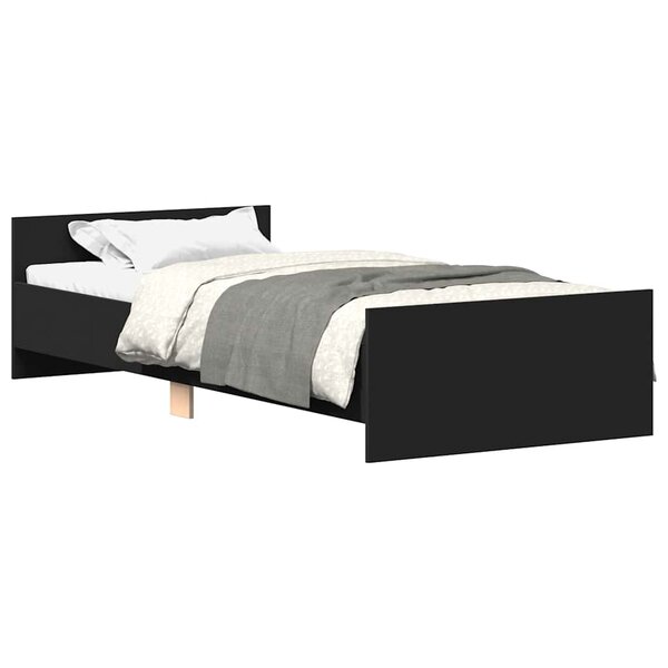 vidaXL Cadre de lit sans matelas noir 75x190 cm bois ingénierie