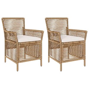 vidaXL Chaise d'Extérieur avec coussin 2 Pièces Beige et crème polyrotin