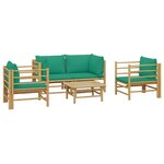 Salon de jardin meuble d'extérieur ensemble de mobilier 5 pièces avec coussins vert bambou 02_0016507