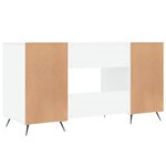 Bureau table poste de travail meuble d'ordinateur informatique étude brillant 140 x 50 x 75 cm bois d'ingénierie blanc 02_0023540