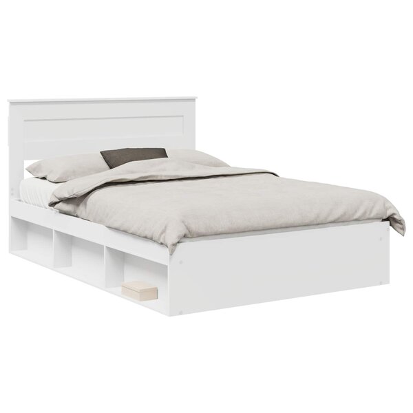 vidaXL Cadre de lit avec matelas Blanc 150 x 200 cm Pin massif