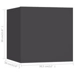 vidaXL Meubles TV muraux 2 Pièces Gris 30 5x30x30 cm