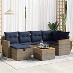 vidaXL Salon de jardin avec coussins 7 Pièces gris résine tressée
