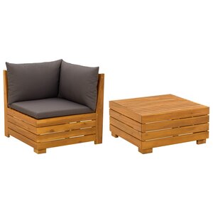 vidaXL 2 Pièce Ensemble de salon de jardin Bois d'Acacia Massif Marron