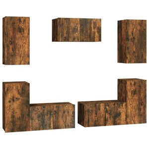 vidaXL Ensemble de meubles TV 7 Pièces Chêne fumé Bois d'ingénierie