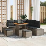 vidaXL Ensemble de canapé de jardin avec coussin 8 Pièces Gris Poly rotin