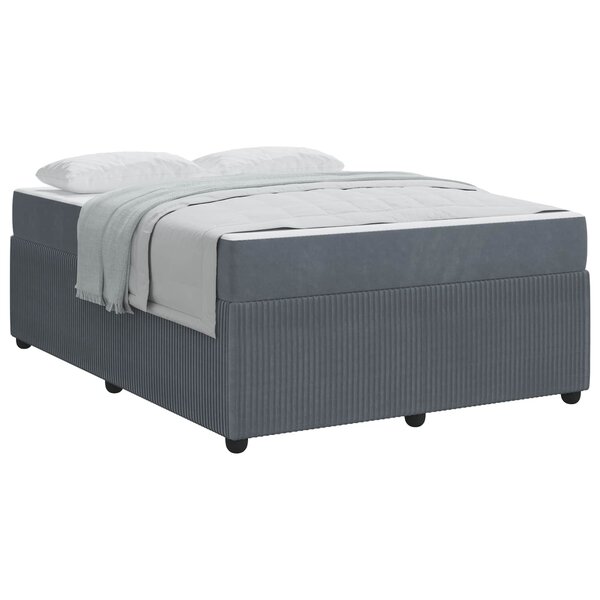 vidaXL Cadre de lit avec matelas Gris foncé 140 x 200 cm tissu