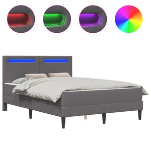 vidaXL Cadre de lit avec matelas Gris 120 x 190 cm Simili cuir