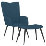 vidaXL Chaise de relaxation avec tabouret Bleu Velours